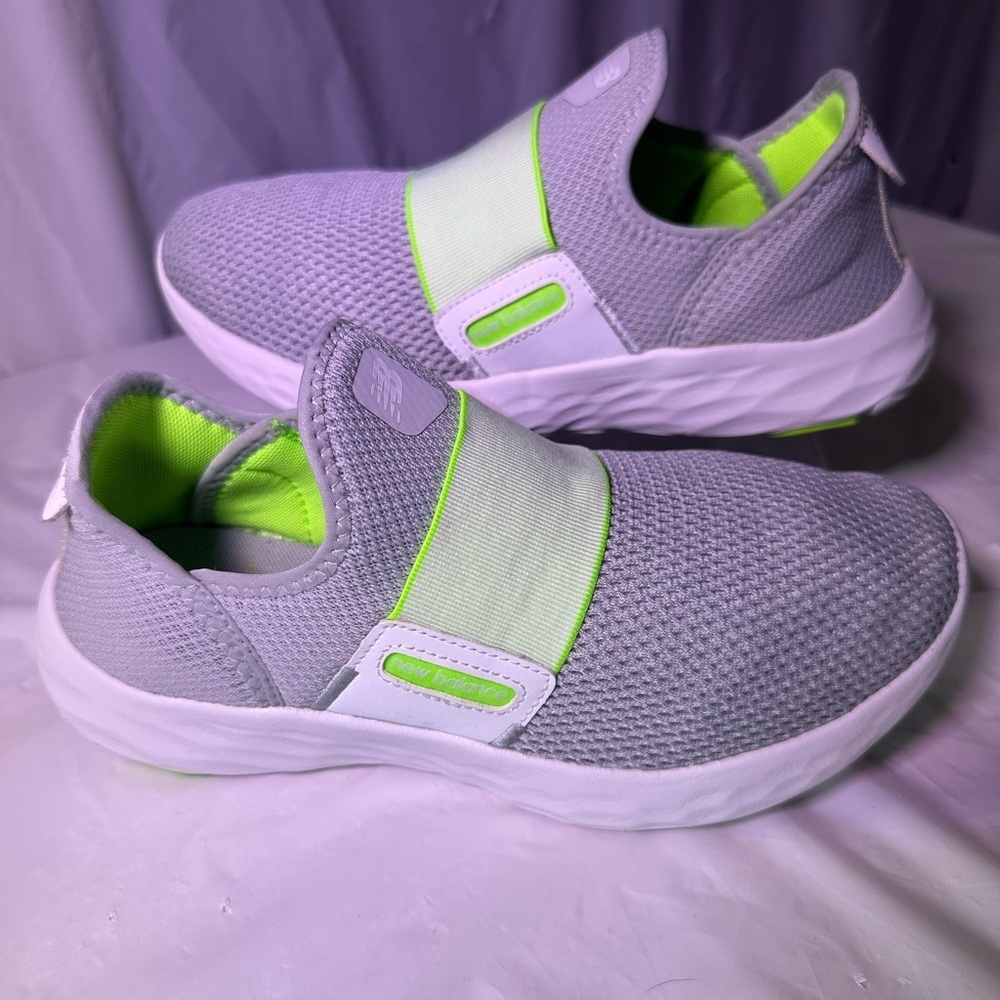 New Balance Gray and Neon Green Slip-On Sneakers